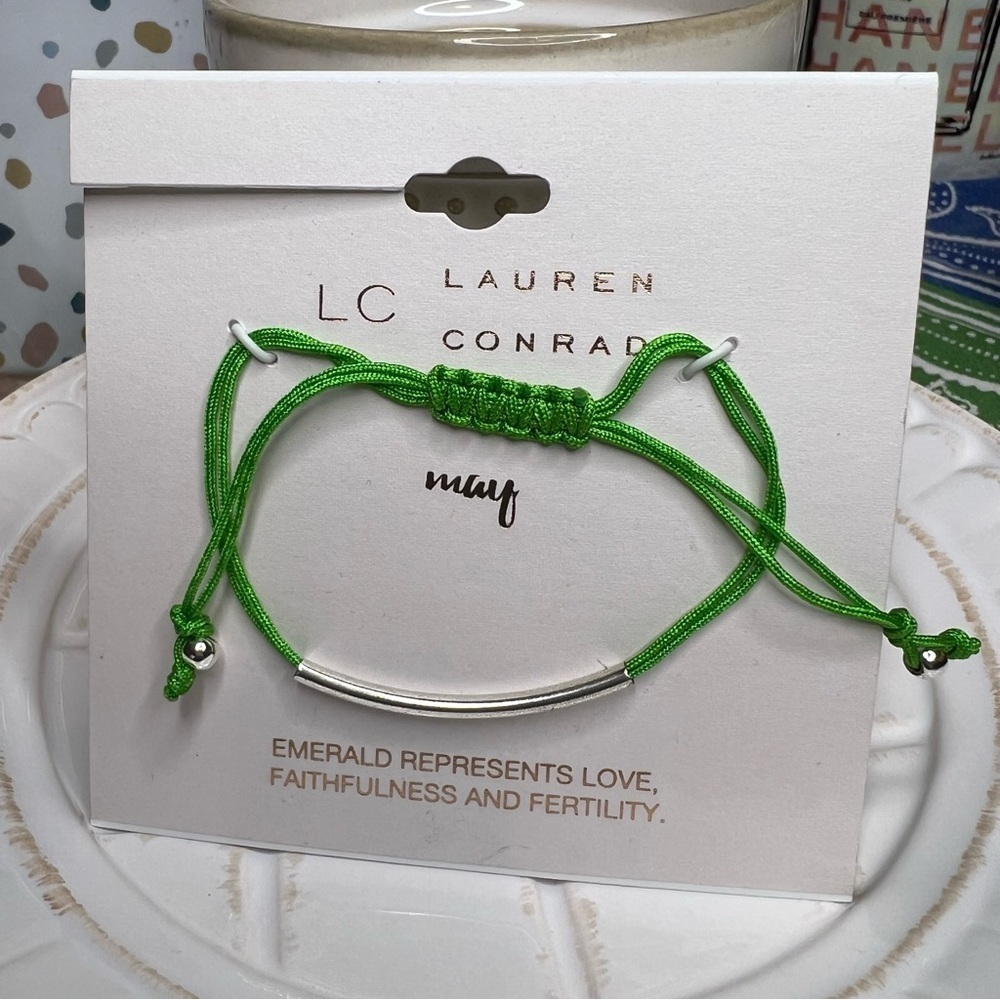 LC Lauren Conrad Women’s May Emerald Green Birthstone Cord Bracelet